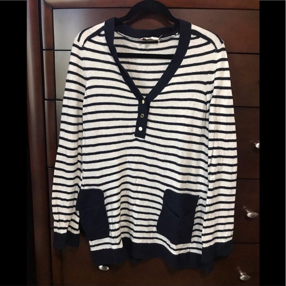 G - Tory Burch Black/White Striped Sweater